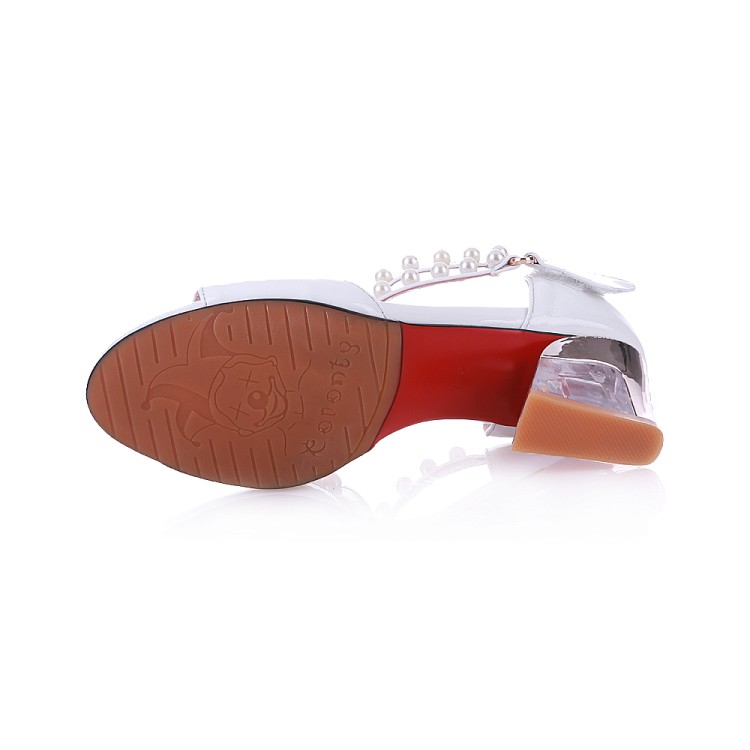 Women's Low-Top Mid-Heel Peep-Toe Sandals with Rhinestone Cross-Strap and Metal Accents - Image 4