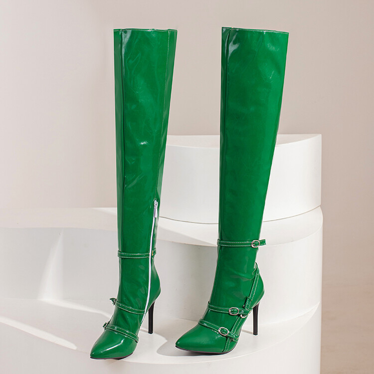 Women's High Heel Pointed Toe Side Zip Long Boots