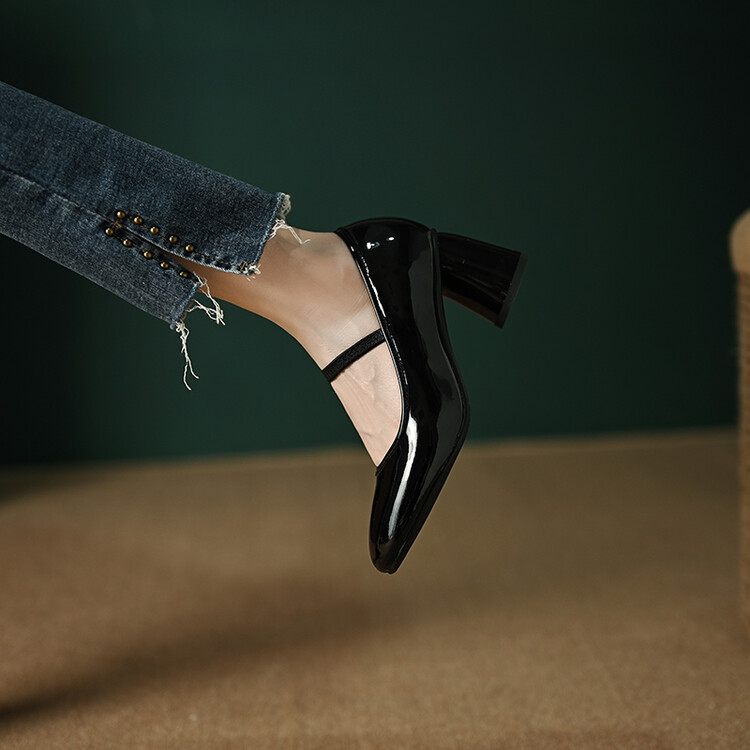 Women's Fashion Flat Shoes with T-Strap and Color Block Design - Image 3