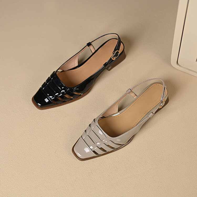Women's Fashion Flat Shoes Low Heel Square Toe Slip-On - Image 4