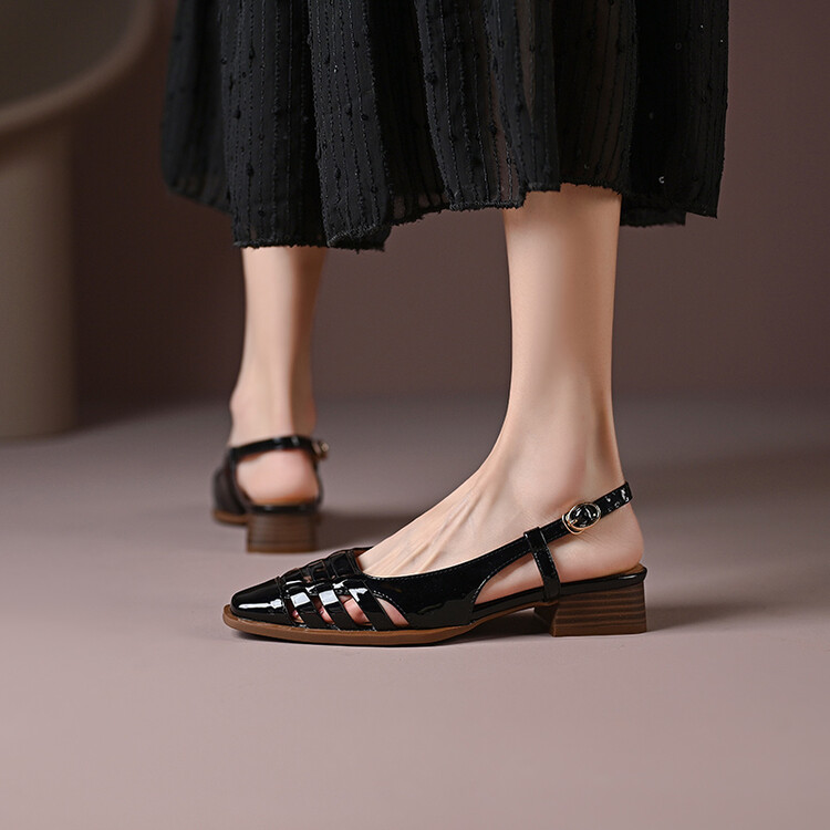 Women's Fashion Flat Shoes Low Heel Square Toe Slip-On - Image 2