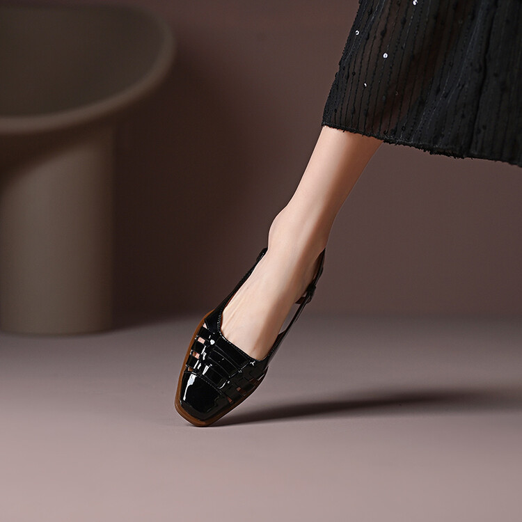 Women's Fashion Flat Shoes Low Heel Square Toe Slip-On - Image 3