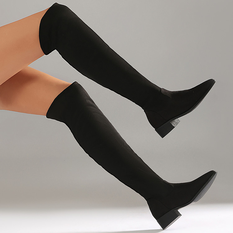 Knight Boots Suede Low Heel Pointed Toe Slip-On Minimalist