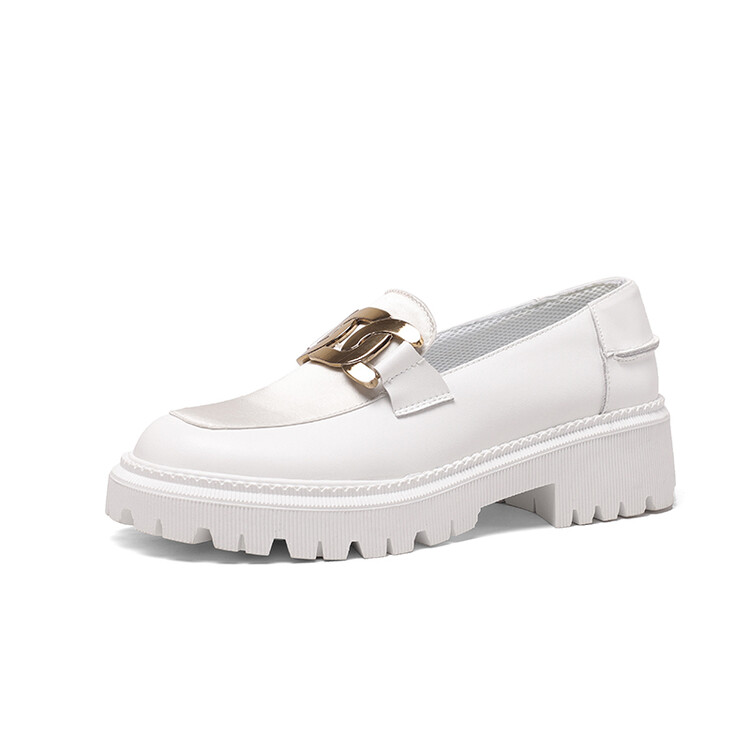 Women's British Style Leather Loafers Platform Slip-On Flat Shoes - Image 4