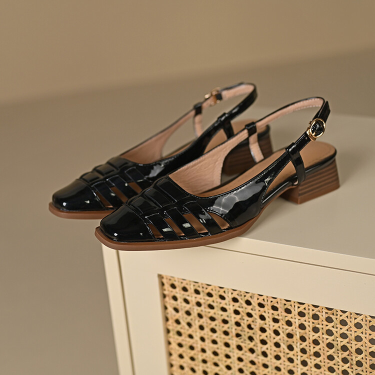 Women's Fashion Flat Shoes Low Heel Square Toe Slip-On